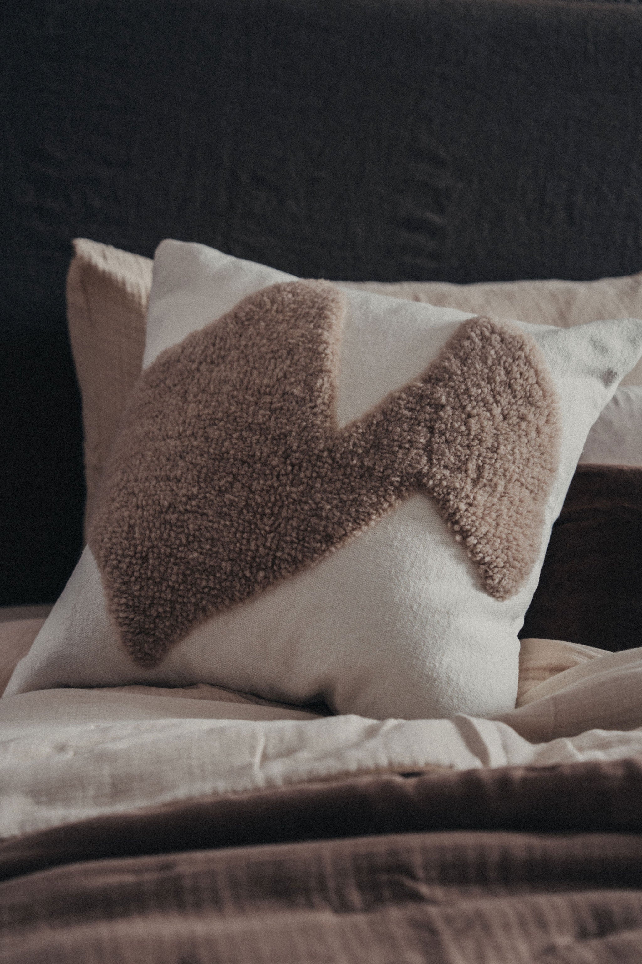 Saarde Abstract Square Cushion | Ecru