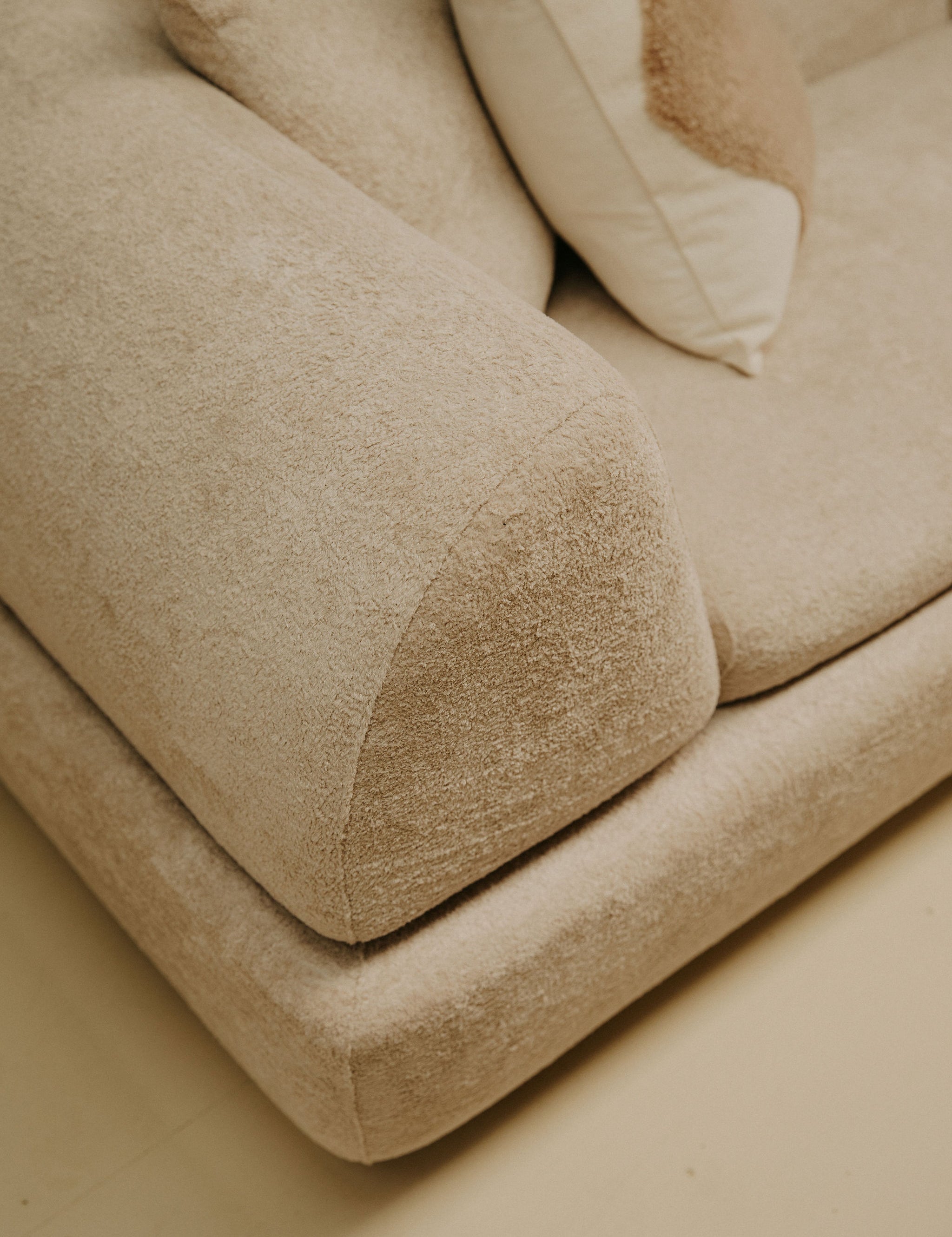 Modular Sofa Bed — Soft Olive Bouclé