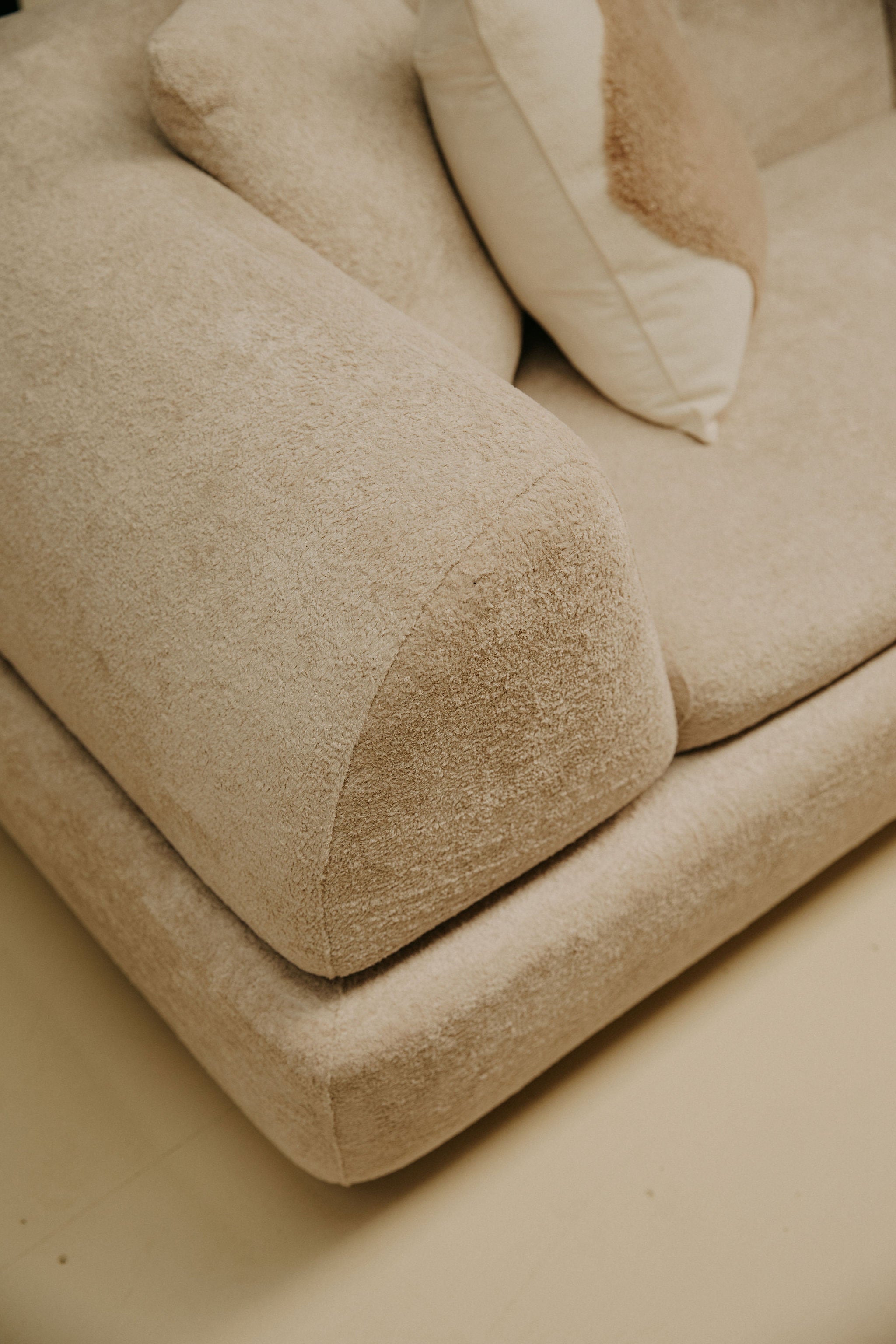 Modular Sofa Bed — Soft Olive Bouclé