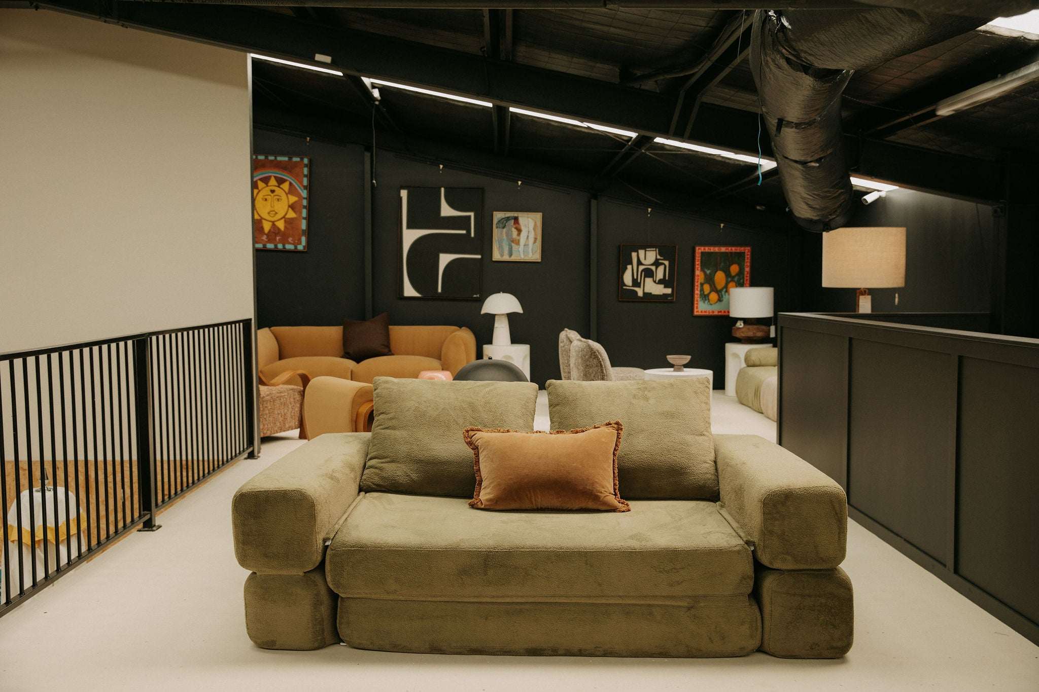 Modular Sofa Bed — Soft Olive Bouclé