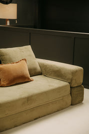 Modular Sofa Bed — Soft Olive Bouclé