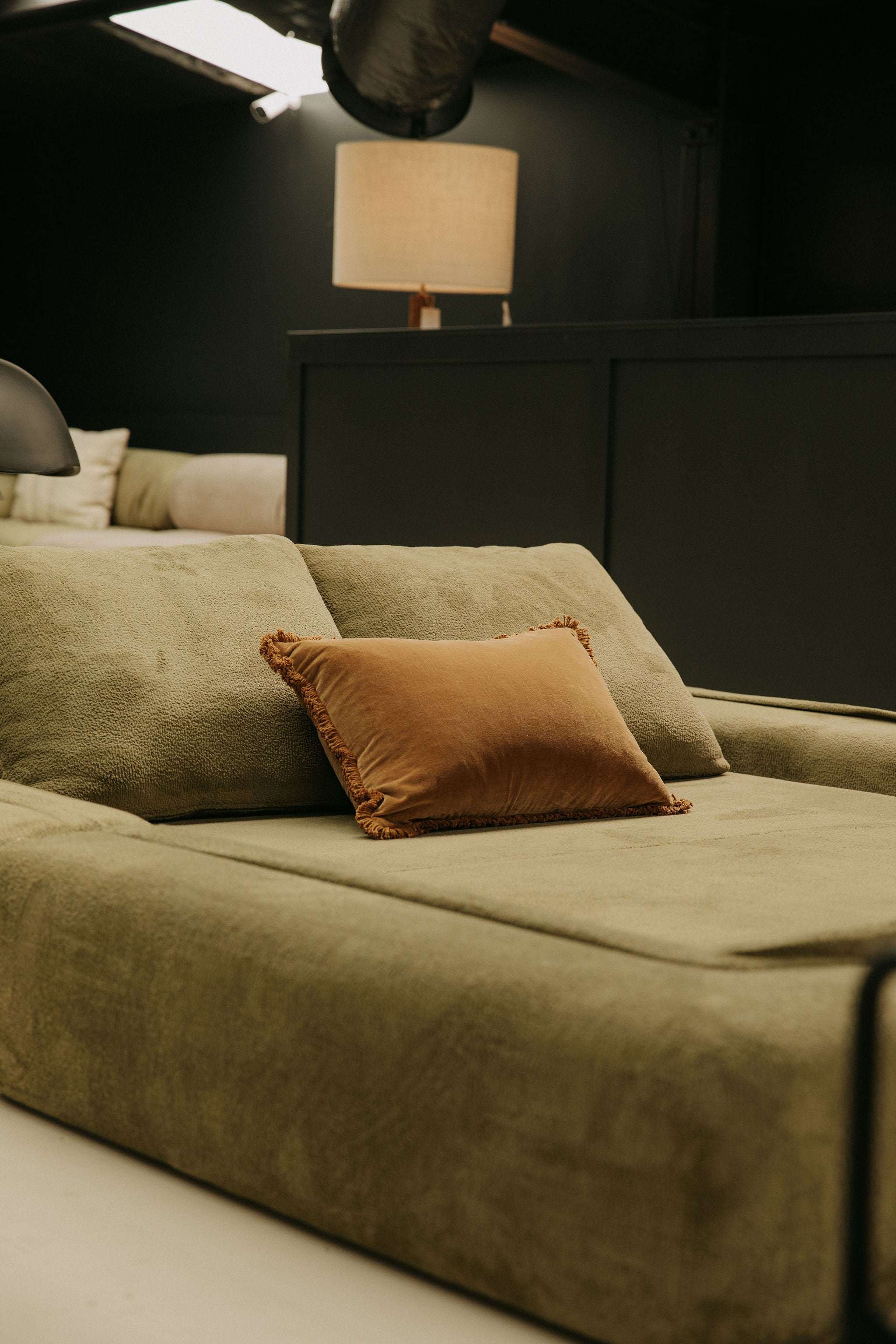 Modular Sofa Bed — Soft Olive Bouclé