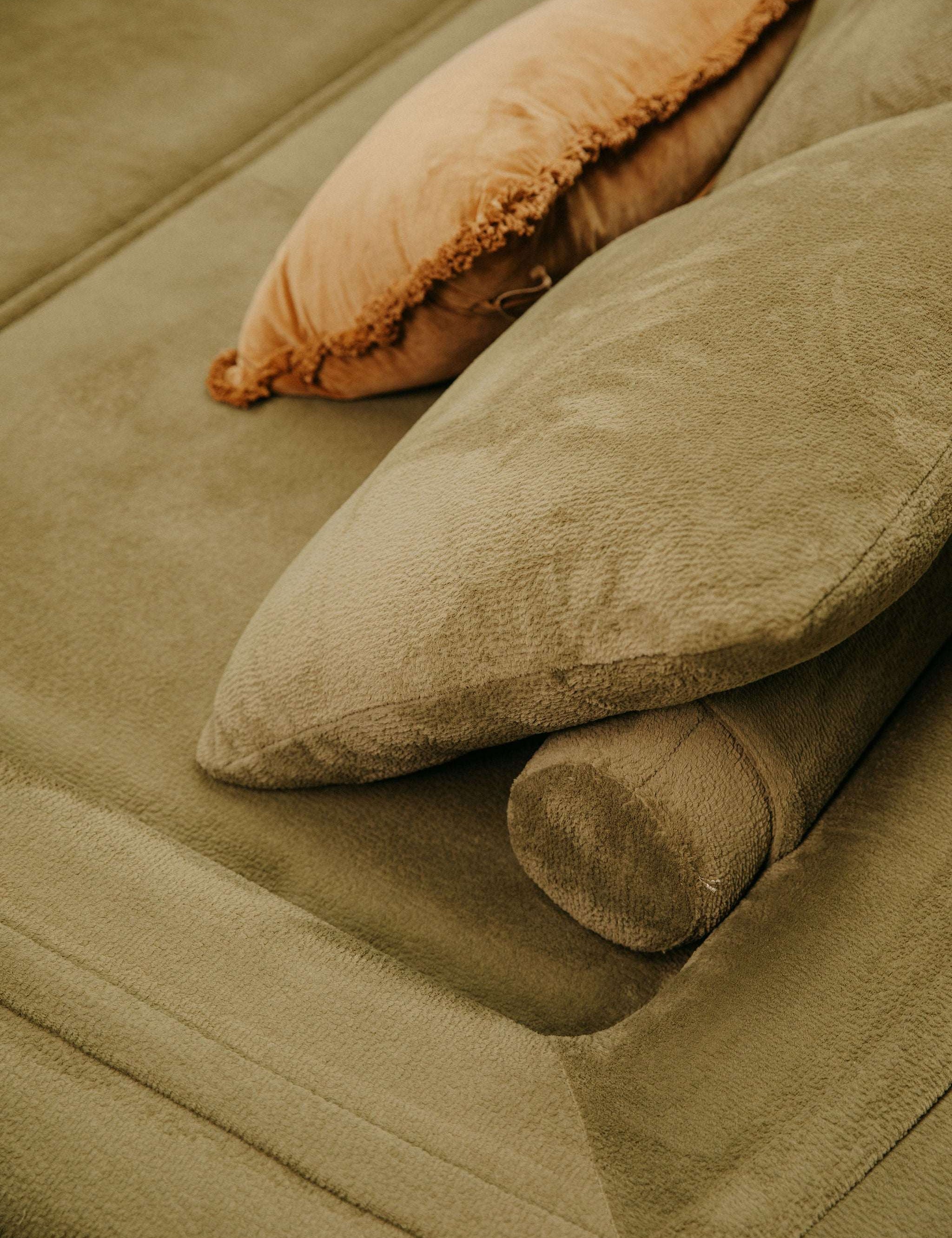 Modular Sofa Bed — Soft Olive Bouclé