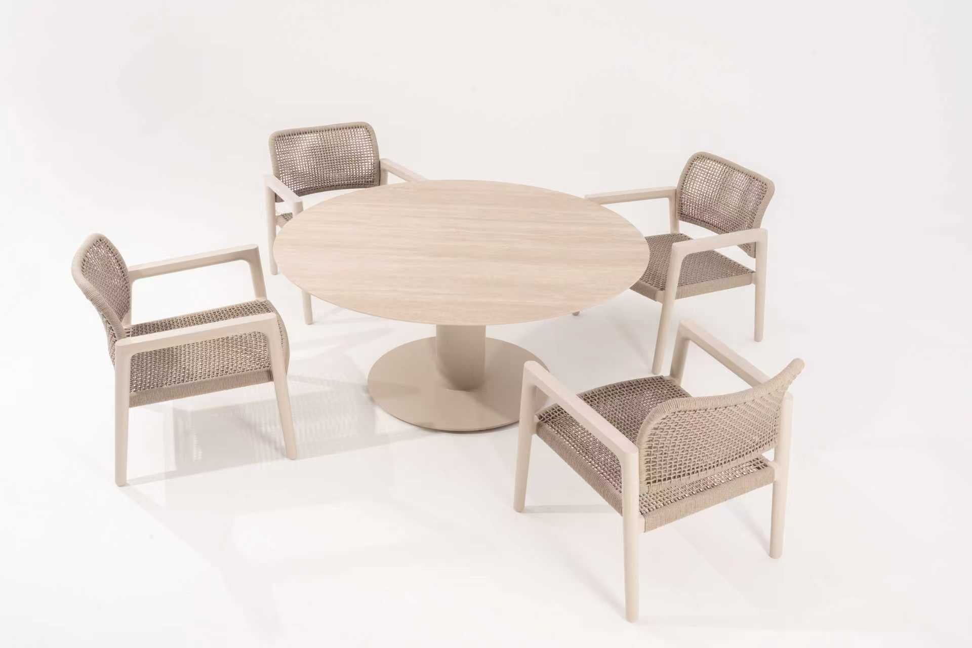 PEBL Tolo Outdoor Low Dining Table - Aluminium / Ceramic