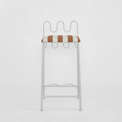 Wira Barstool Outdoor Iron Terracotta/White Stripe Cushion