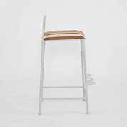 Wira Barstool Outdoor Iron Terracotta/White Stripe Cushion