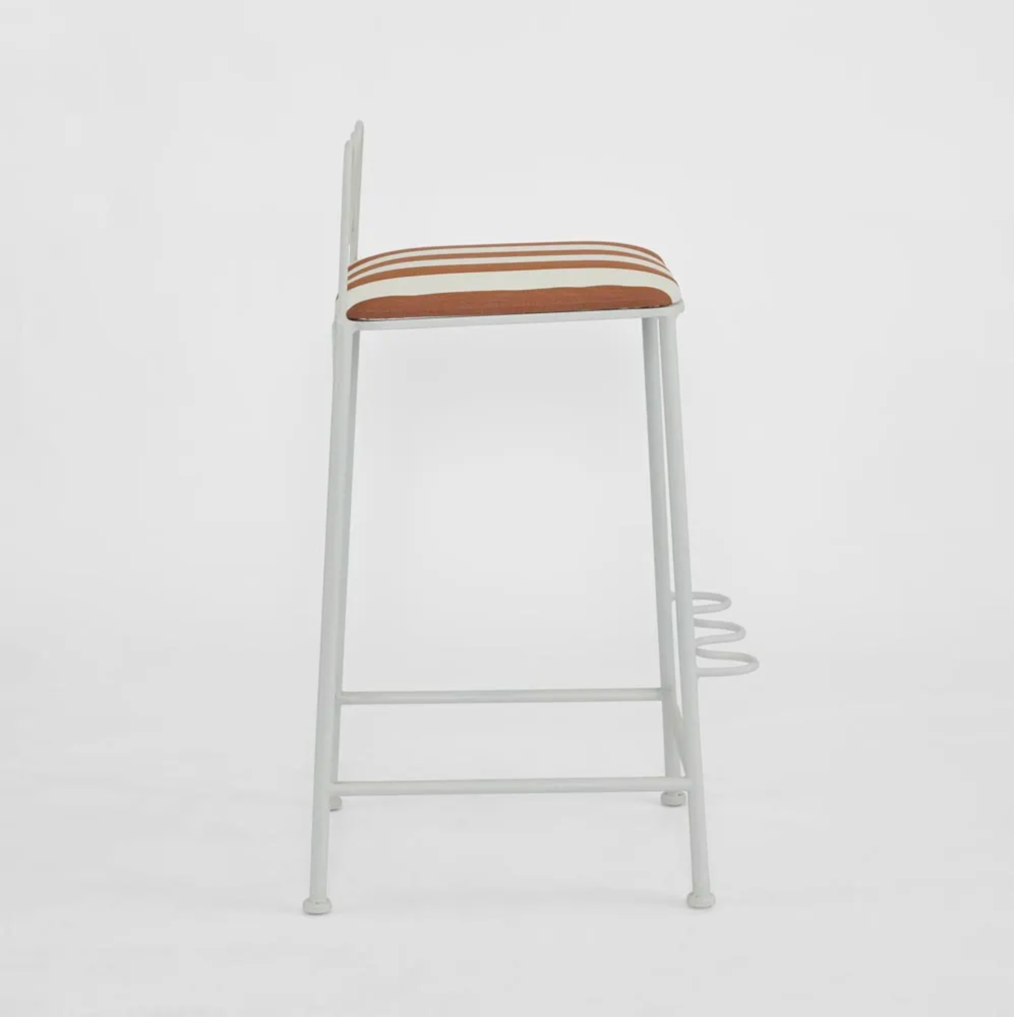 Wira Barstool Outdoor Iron Terracotta/White Stripe Cushion