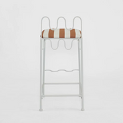 Wira Barstool Outdoor Iron Terracotta/White Stripe Cushion