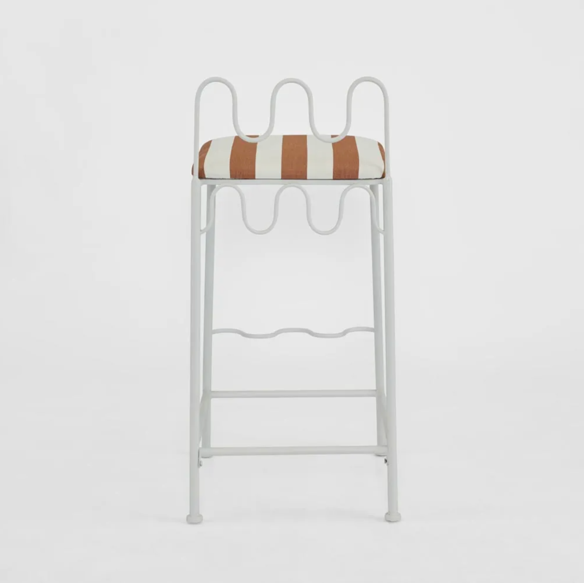 Wira Barstool Outdoor Iron Terracotta/White Stripe Cushion