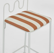 Wira Barstool Outdoor Iron Terracotta/White Stripe Cushion