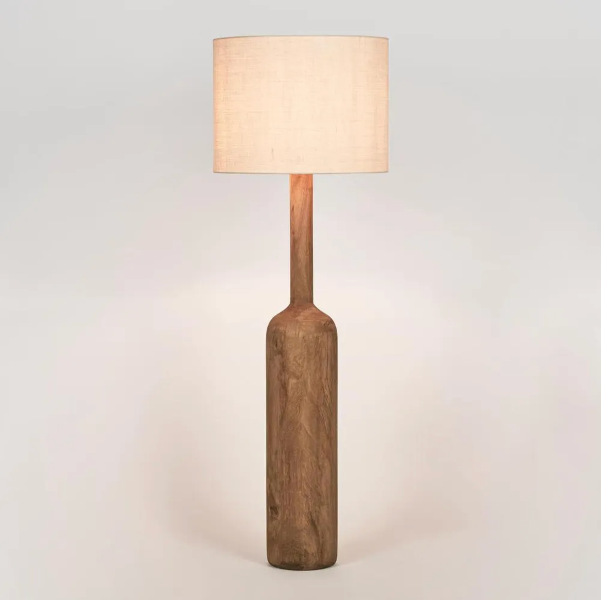 Timber Floor Lamp with Natural Shade