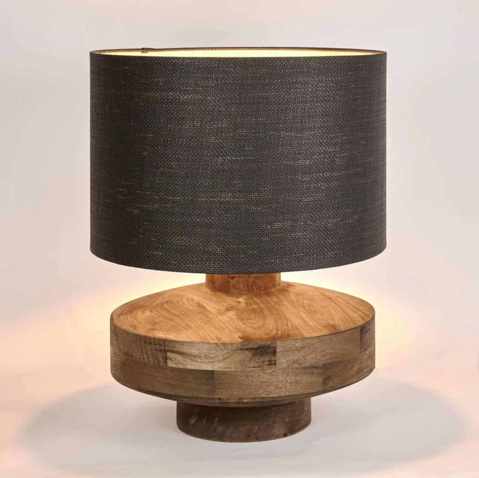 Timber Table Lamp Large Black Shade
