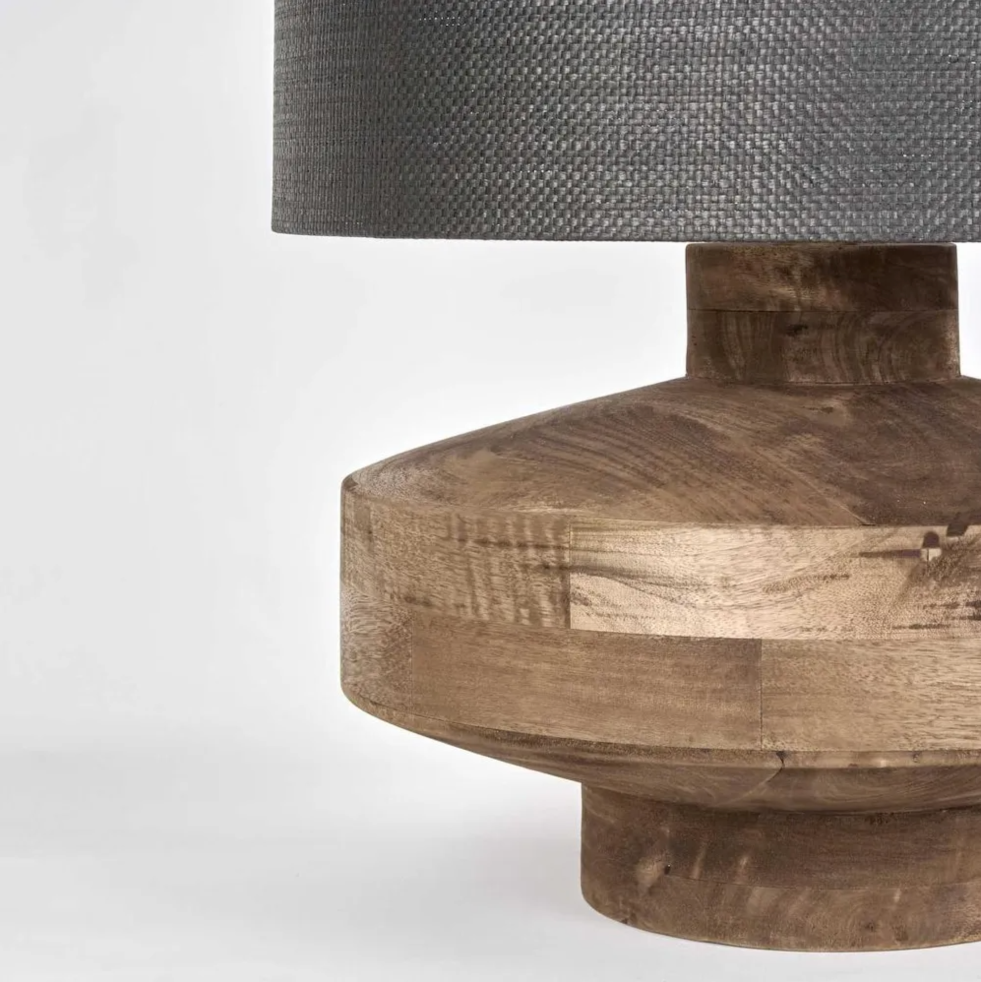 Timber Table Lamp Large Black Shade