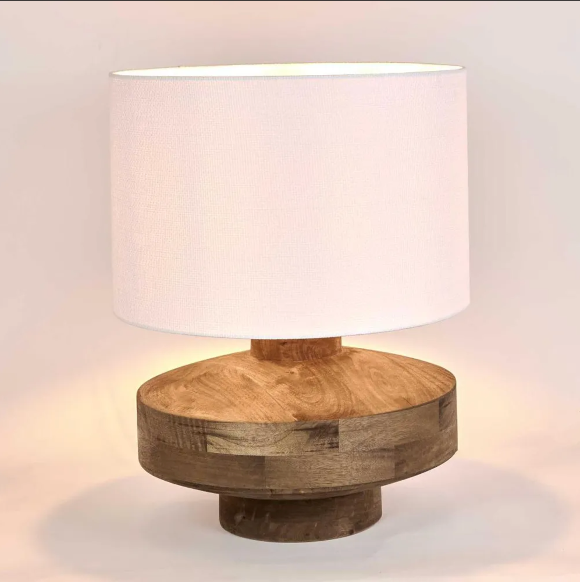 Timber Table Lamp - White Shade