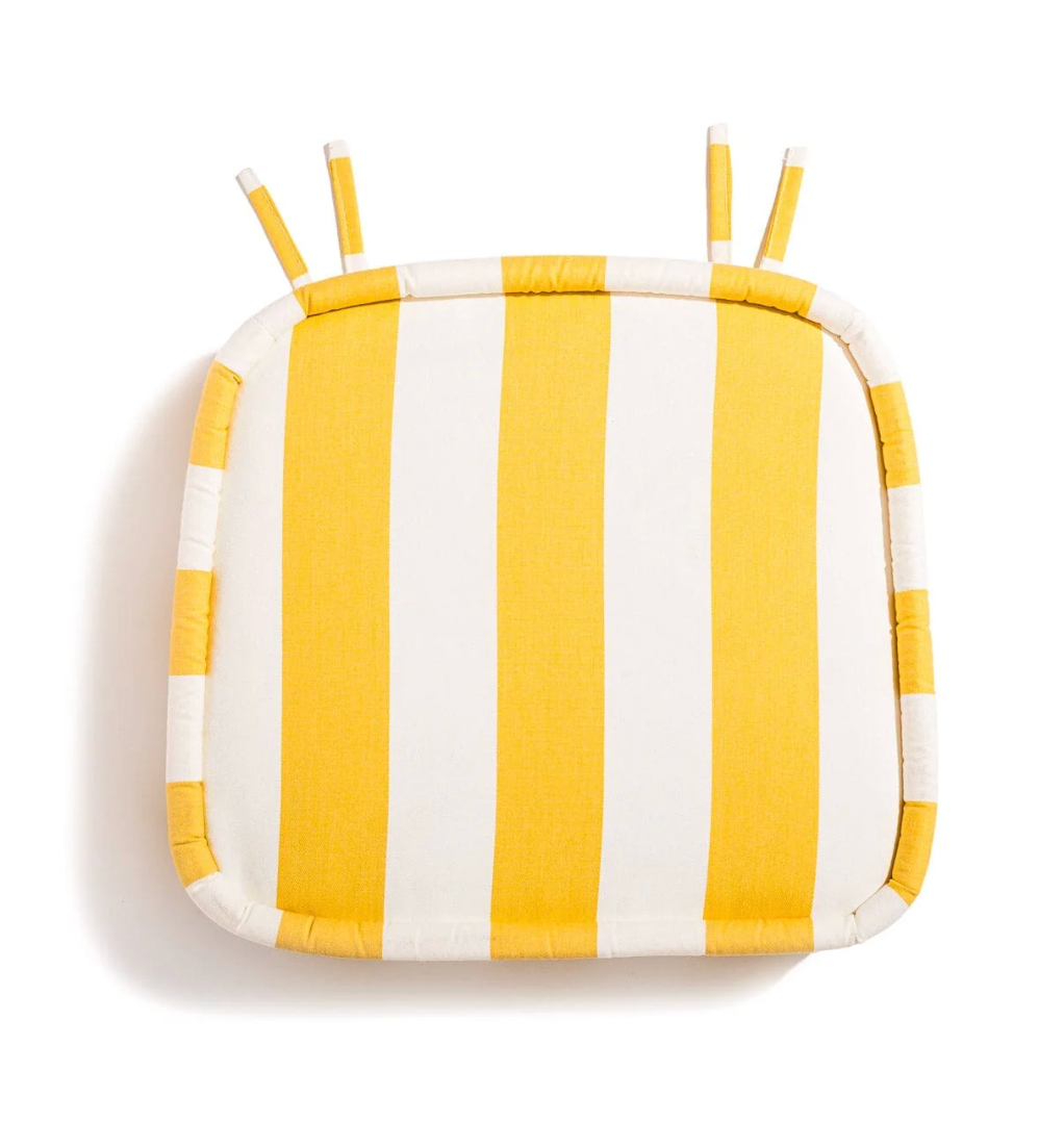 Business & Pleasure The Al Fresco Dining Chair Cushion - Crew Mimosa Yellow Stripe