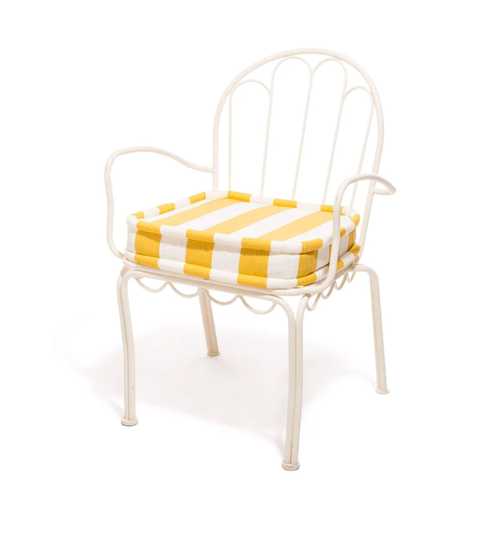 Business & Pleasure The Al Fresco Dining Chair Cushion - Crew Mimosa Yellow Stripe