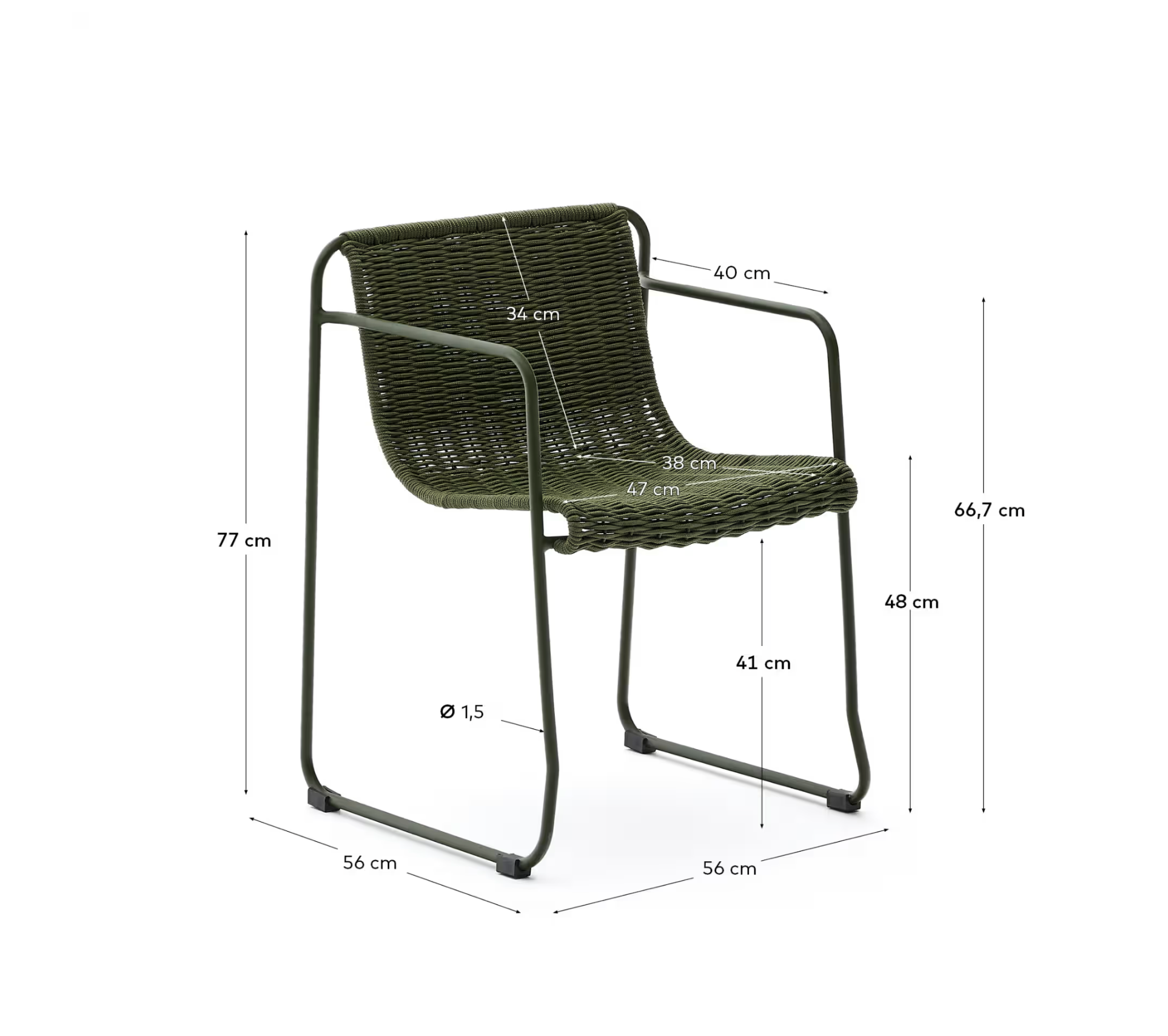 Marina Outdoor Dining Chair - Moss Green