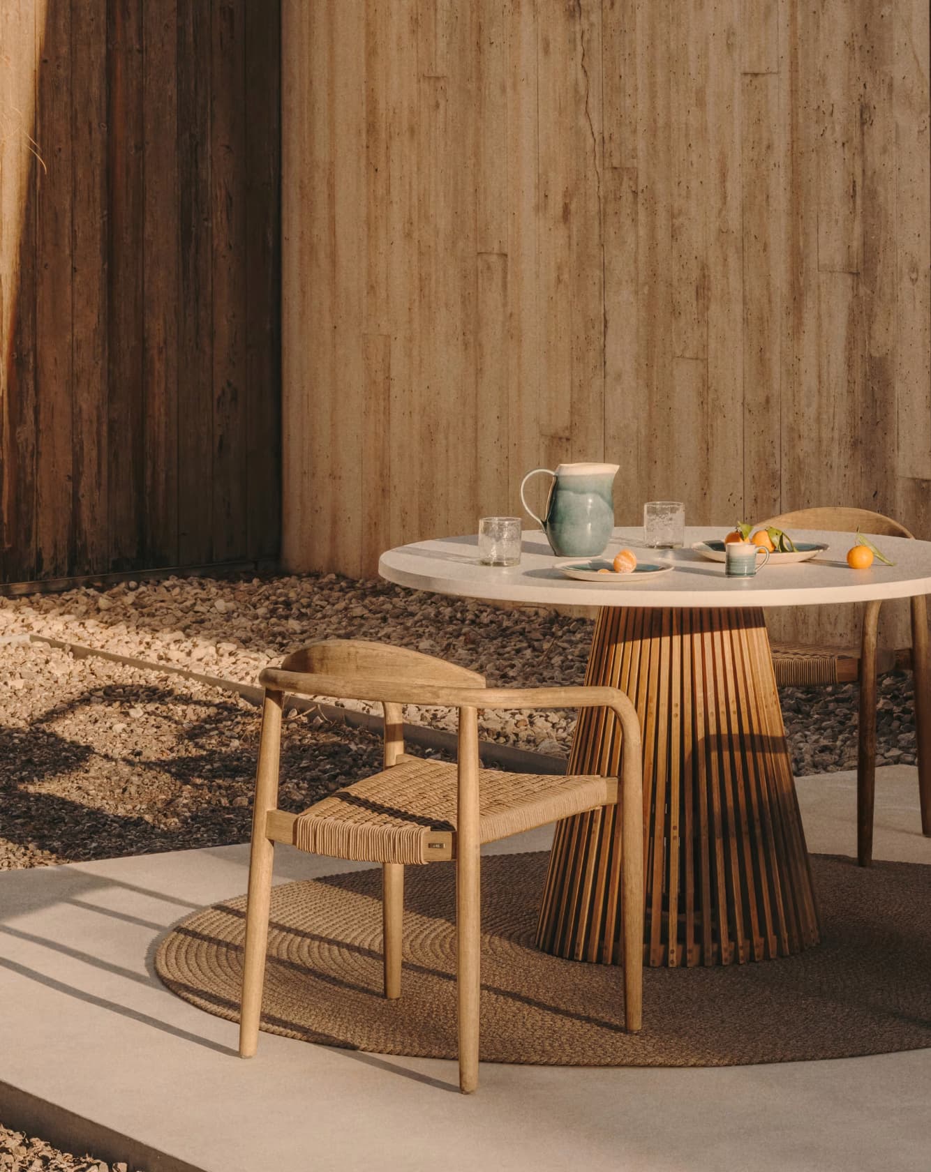 Nara Outdoor Dining Chair - Natural Acacia & Beige Rope