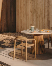 Nara Outdoor Dining Chair - Natural Acacia & Beige Rope