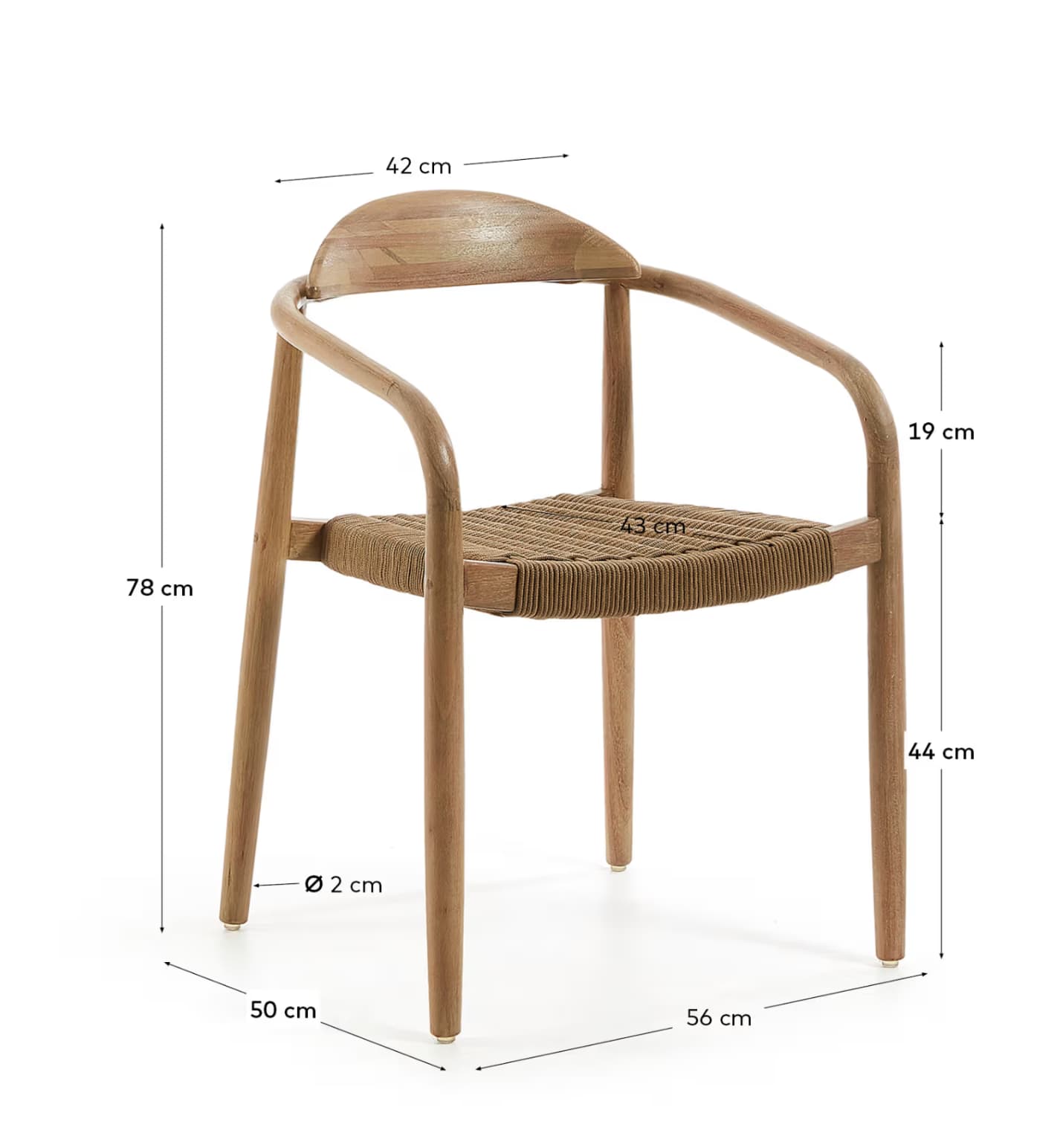 Nara Outdoor Dining Chair - Natural Acacia & Beige Rope