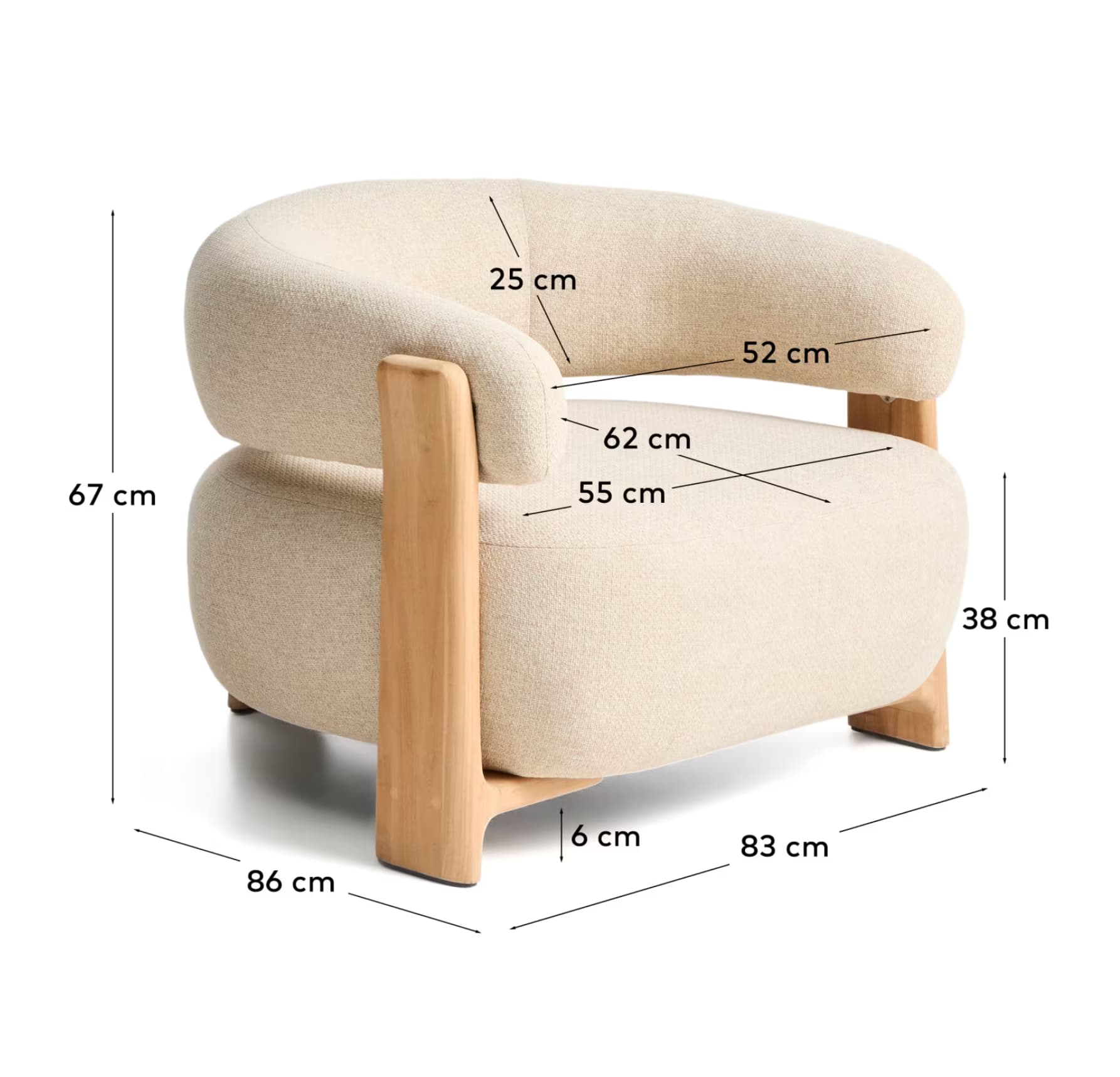 Harbour Outdoor Armchair - Natural Teak & Beige