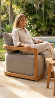 Teak Swivel Occasional Chair