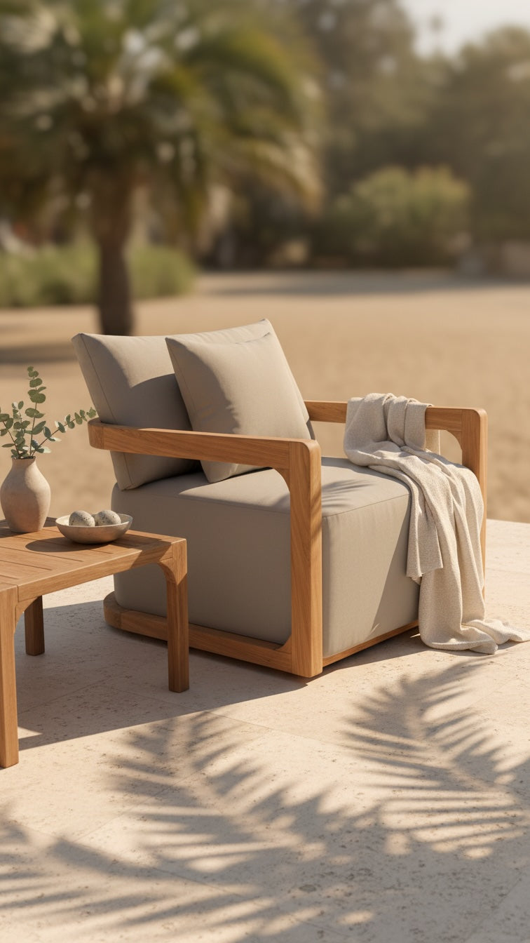 Teak Swivel Occasional Chair