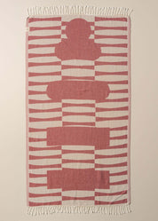 Saarde Totem Turkish Beach Towel | Burgundy