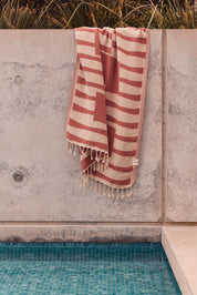 Saarde Totem Turkish Beach Towel | Burgundy