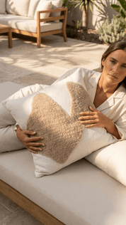 Saarde Abstract Square Cushion | Ecru