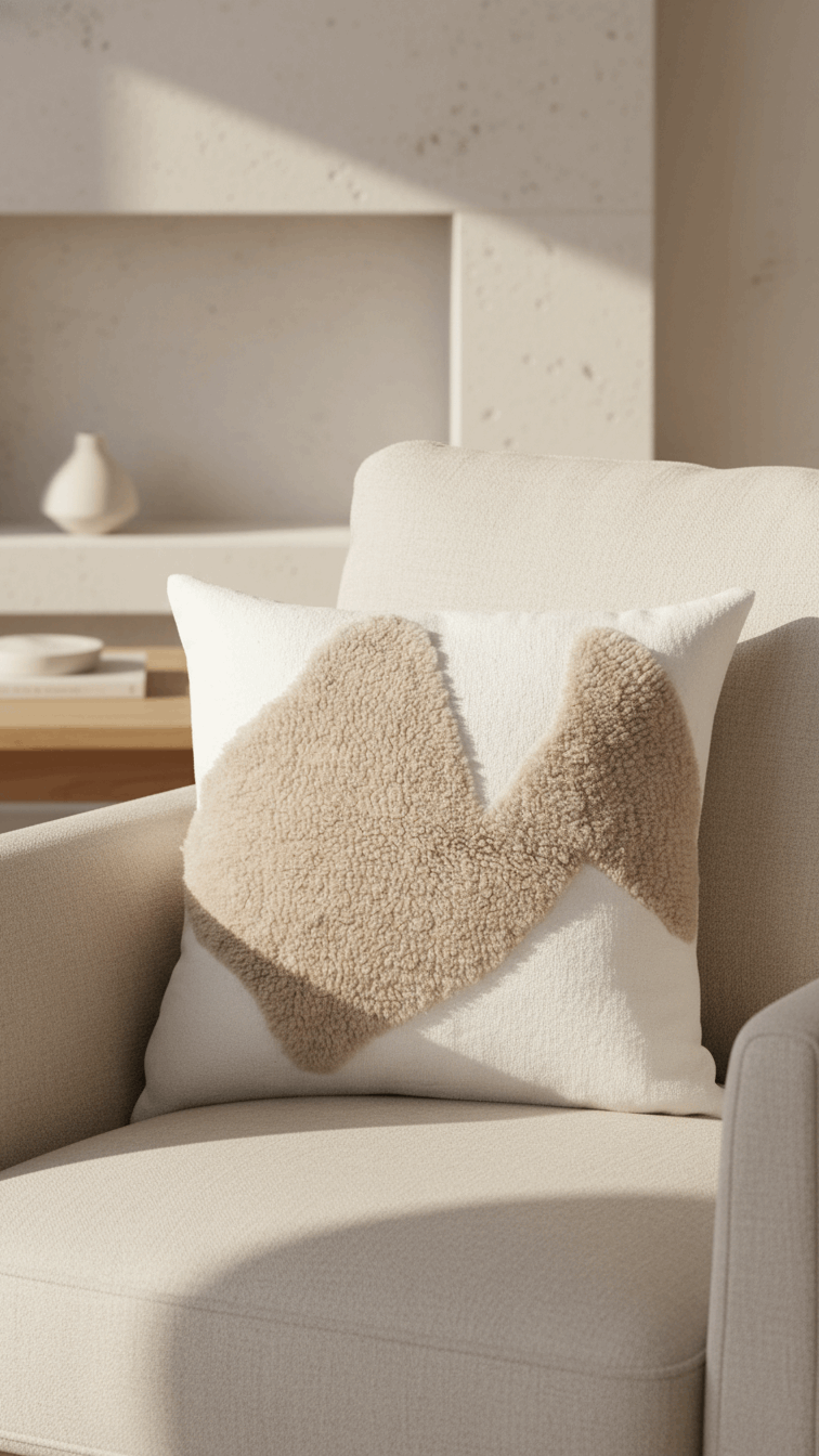 Saarde Abstract Square Cushion | Ecru