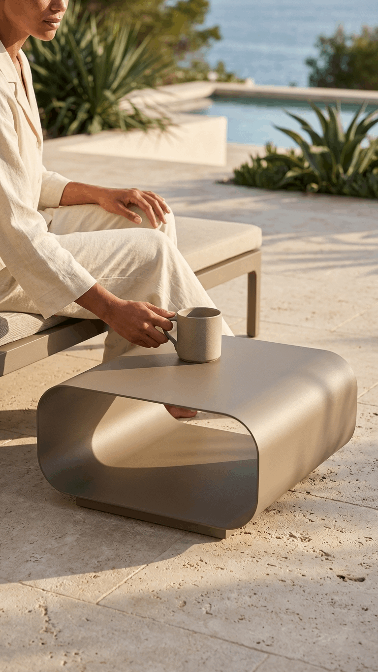 Salt Water Medium Aluminium Coffee Table - Taupe