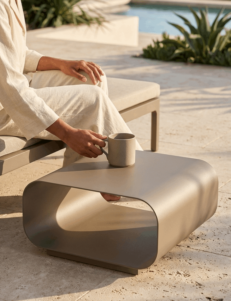 Salt Water Medium Aluminium Coffee Table - Taupe