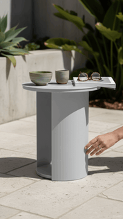 Saltwater Solar Side Table with Centre Light - Taupe
