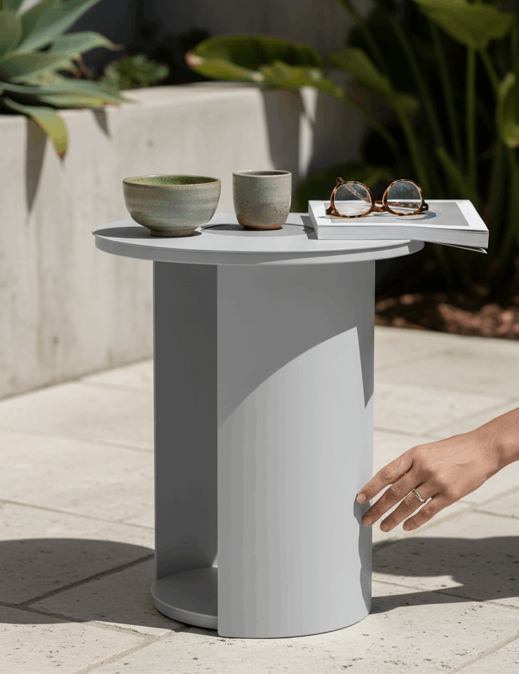 Saltwater Solar Side Table with Centre Light - Taupe