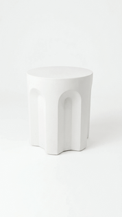 Sculptural Concrete Side Table – White