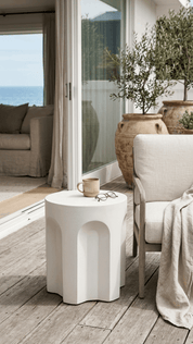 Sculptural Concrete Side Table – White