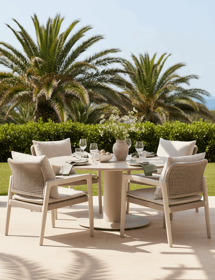 Tolo Outdoor Low Dining Table - Aluminium & Ceramic | Coastal Outdoor Living