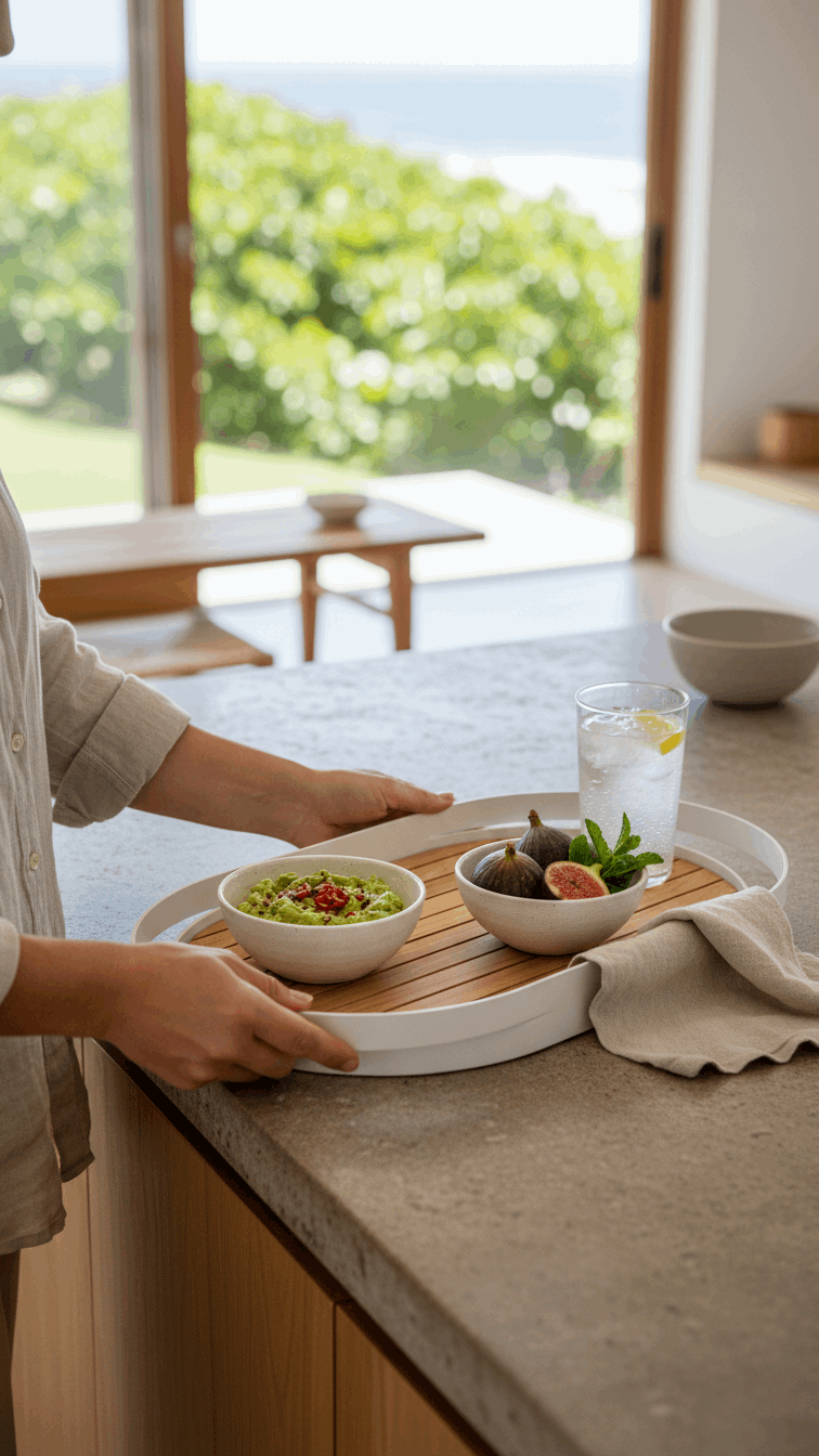 PEBL Cloud Outdoor Tray (Teak & Aluminium)