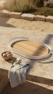 PEBL Cloud Outdoor Tray (Teak & Aluminium)