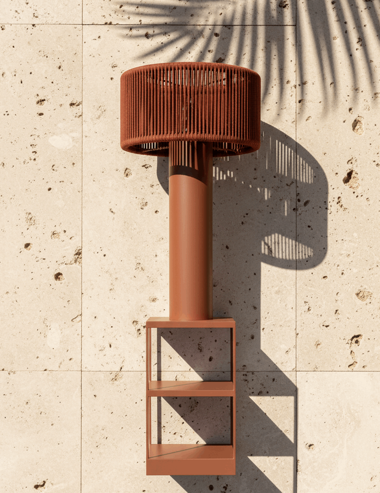 Palm Haus Outdoor Floor Lamp with Side Table – Solar Powered | Coastal Lighting