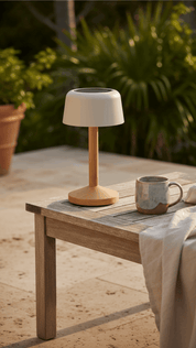 PEBL Spark Teak Solar Outdoor Lamp