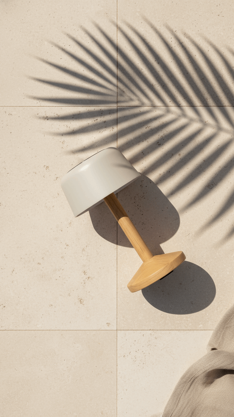 PEBL Spark Teak Solar Outdoor Lamp