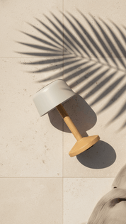 PEBL Spark Teak Solar Outdoor Lamp