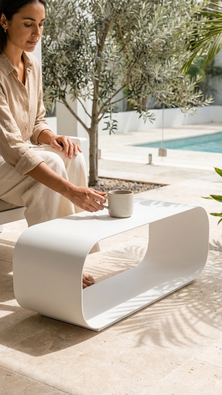Salt Water Small Aluminium Coffee Table - White
