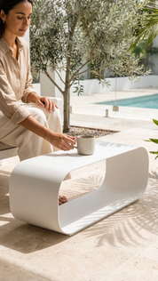 Salt Water Small Aluminium Coffee Table - White