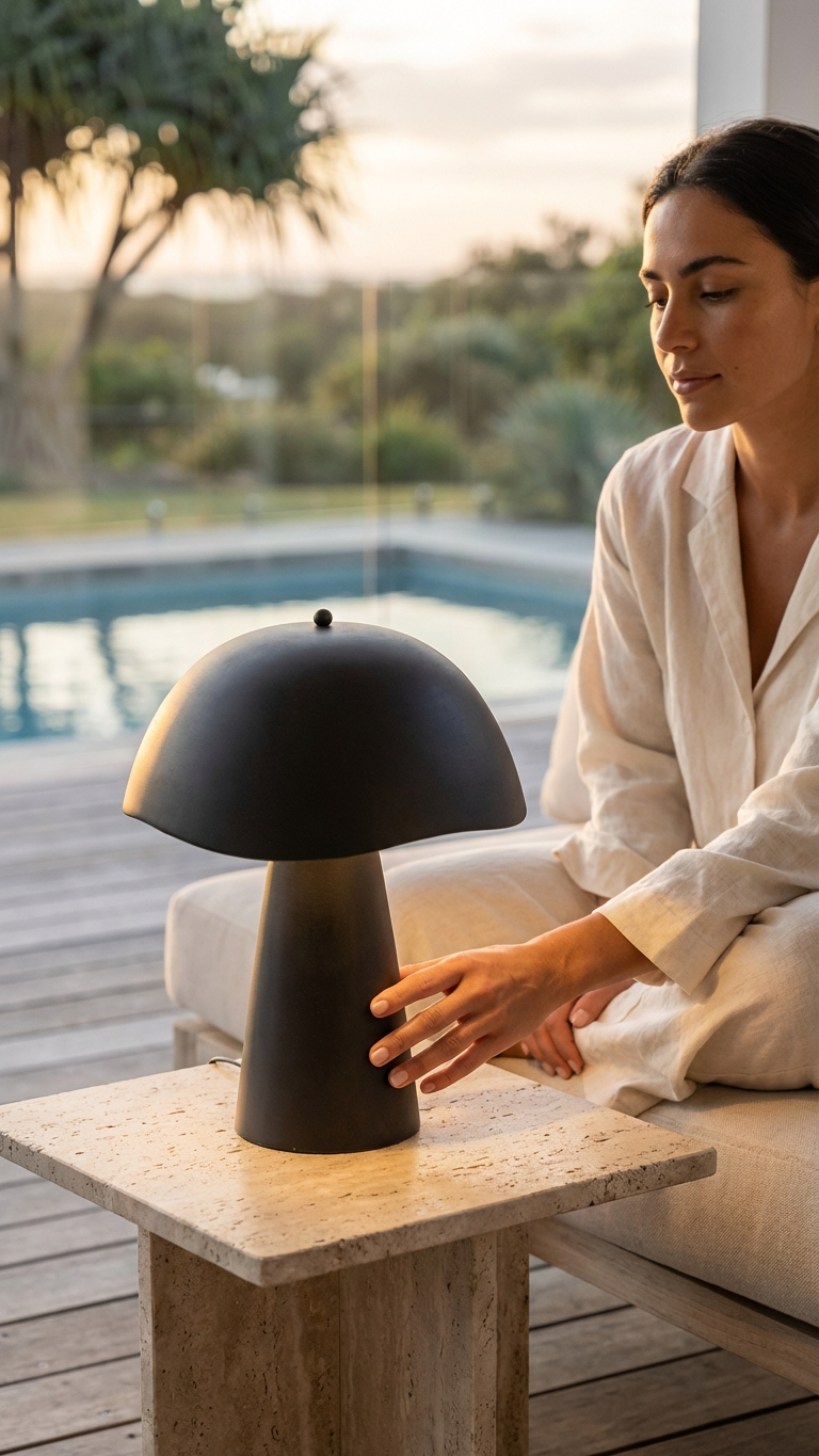 Mushroom Table Lamp - Black