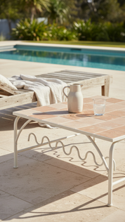 Wira Coffee Table Outdoor Iron White with tiled top