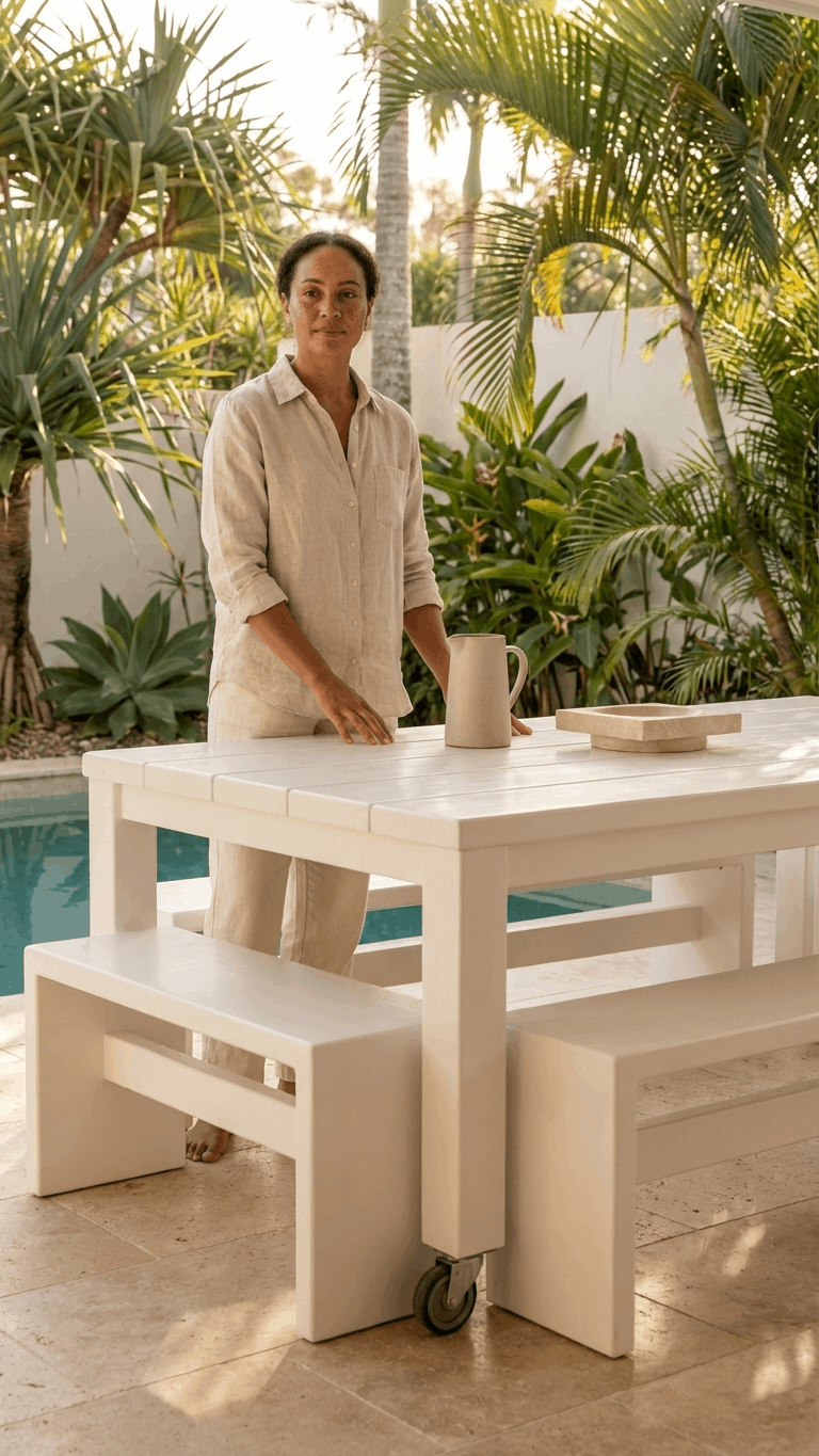 House of Orange Myles Bench Seat – Outdoor Timber Bench 870mm