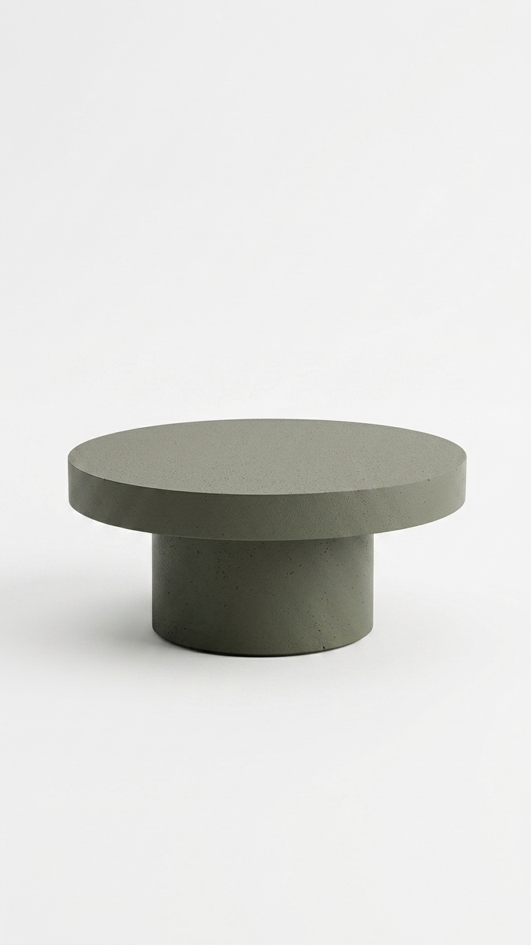 Avala Cement Round Coffee Table - Dark Green